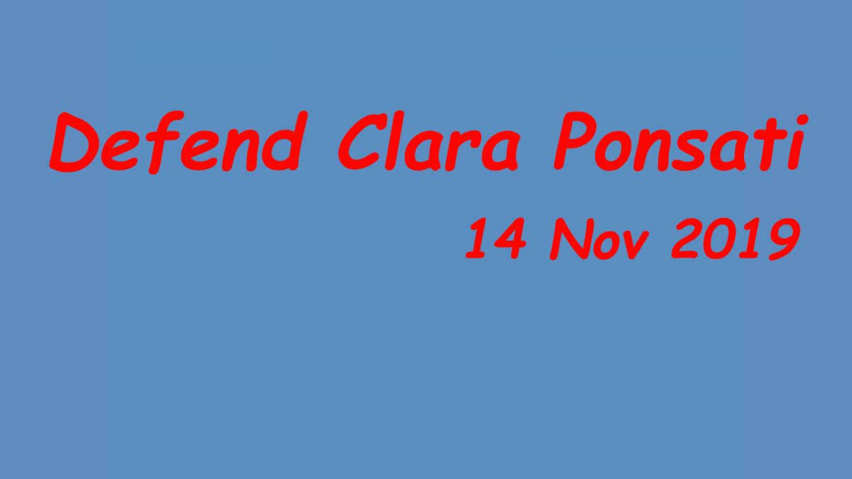 Defend Clara Ponsati 14 Nov 2019